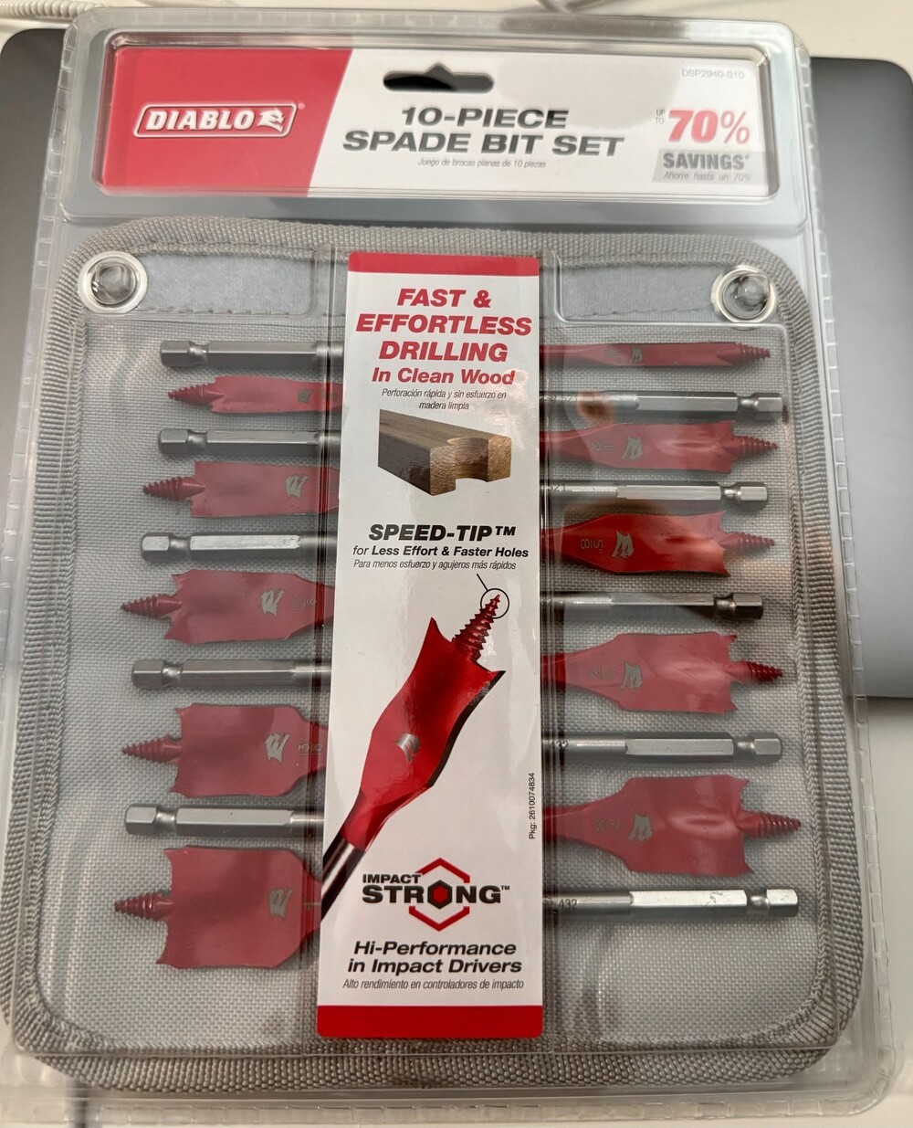 Diablo SPEED High Speed Steel Spade Bit Set with Pouch (10-Piece) Lot New
